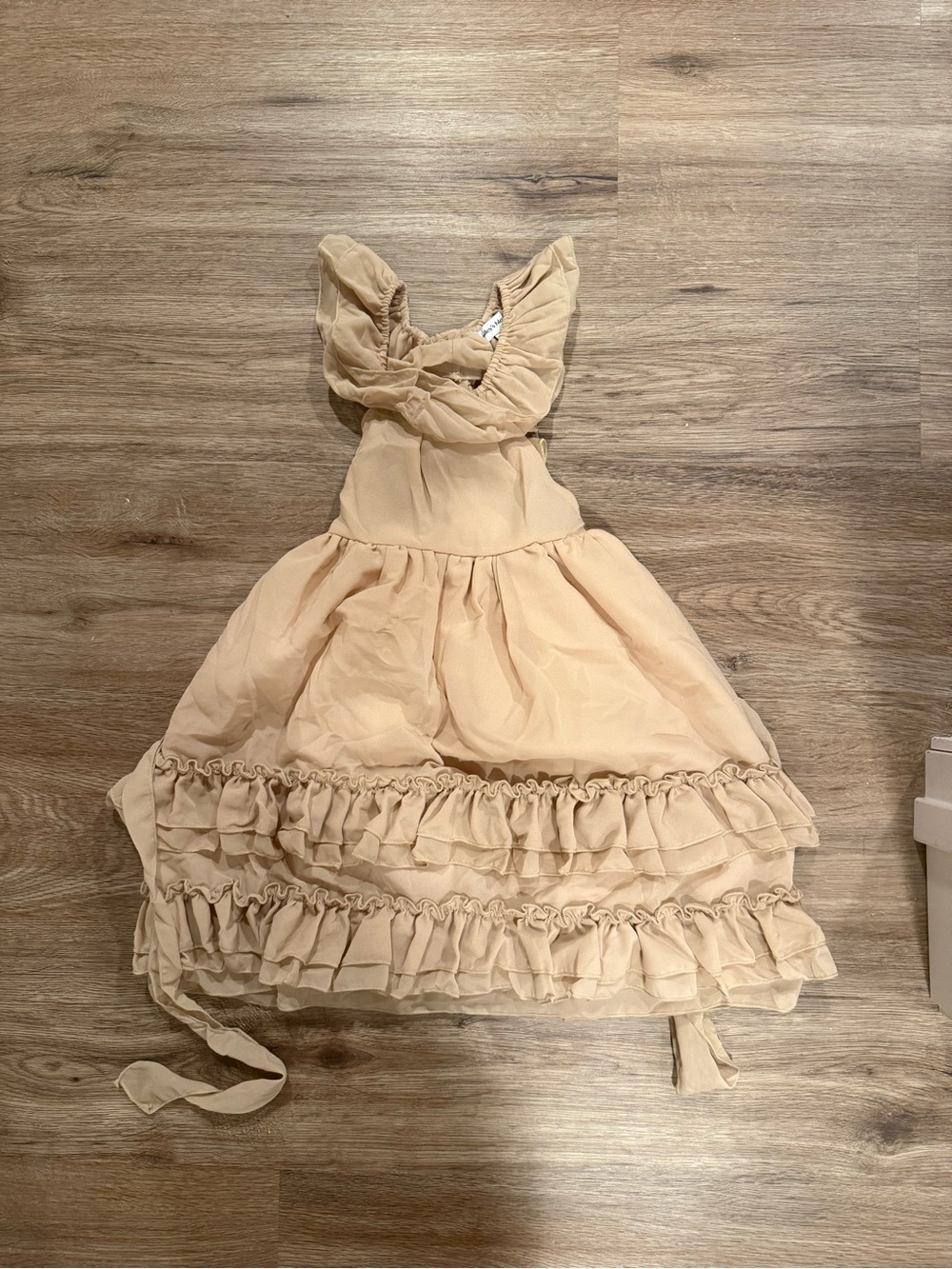 Girls Cream Ruffle Dress
